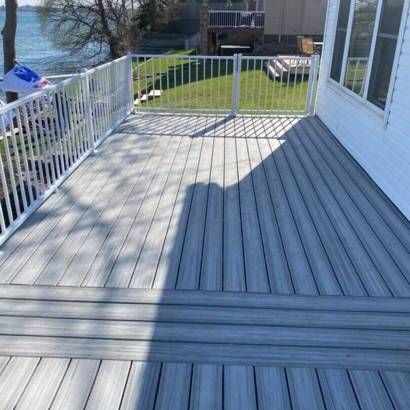 Trex composite decking, aluminum railing